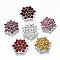 Alloy Cabochons, with Rhinestone, Hexagon, Silver, Mixed Color, 17.5x15.5x6mm