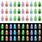 60Pcs 10 Styles Luminous Transparent & Opaque Resin Pendants Sets, Sea Turtle Charms, Glow in Dark, with Platinum Tone Iron Loops, Mixed Color, 27~28x13~13.5x8.5~9mm, Hole: 1.8mm, 6pcs/color