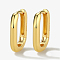 Sterling Silver Hoop Earring, Rectangle, with S925 Stamp, Golden, 14x10mm