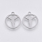 Non-Tarnish 201 Stainless Steel Pendants, Laser Cut Pendants, Flat Round with Human, Stainless Steel Color, 17.5x15x1mm, Hole: 1.5mm