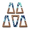 Resin and Walnut Pendants, Trapezoid, Mixed Color, 38x24.5x2.5mm, Hole: 1.8mm