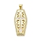 Brass Micro Pave Cubic Zirconia Pendants, Cadmium Free & Lead Free, with Shell, Real 18K Gold Plated, Hexagon, 37x16.5x2mm, Hole: 5x3.5mm