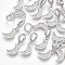 Brass Micro Pave Cubic Zirconia European Dangle Charms, Large Hole Pendants, Cadmium Free & Nickel Free & Lead Free, Moon, Clear, Real Platinum Plated, 18mm, Hole: 4mm, Moon: 11x6.5x1.5mm