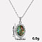 304 Stainless Steel Pave Natural Paua Shell Lace Edged Oval Pendant Necklaces Simple High-end Design, Stainless Steel Color, Pendant: 2.3x1.4cm