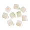 Frosted Glass Beads with Golden Glitter Powder, Two Tone, Cube, Pale Green, 7x6x6mm, Hole: 1.4~1.5mm, about: 1818pcs/1000g