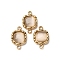 304 Stainless Steel Pave Cat Eye Square Connector Charms, Bisque, Real 14K Gold Plated, 13x8.5x3mm, Hole: 1.4mm