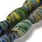 Handmade Lampwork Beads Strands, Oval, Teal, 19~22x11~11.5mm, Hole: 2~3mm, about 10pcs/strand, 7.87 inch(20cm)
