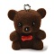 Flocky Resin Pendants, Bear Charms with Platinum Plated Iron Loops, Coconut Brown, 25x20x13.5mm, Hole: 2mm