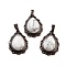 Natural Howlite Teardrop Pendants, Red Copper Tone Brass Charms, 28.5x20.5x7mm, Hole: 8x5mm