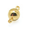 Brass Magnetic Clasps with Loops, Round, Golden, 14x8mm, Hole: 1.5mm