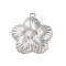 304 Stainless Steel Pendants, Flower Charm, Stainless Steel Color, 27.5x25x4mm, Hole: 2.5mm