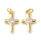 Brass Micro Pave Clear Cubic Zirconia Pendants, Cross Charms, Cadmium Free & Lead Free, Long-Lasting Plated, Rack Plating, with Jump Ring, Real 18K Gold Plated, 13x8x2.5mm, Hole: 2.5mm