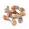 Natural Crazy Agate Pendants, Hamsa Hand Charms, with Platinum Plated Alloy Snap on Bails, 24~24.5x15x7mm, Hole: 5.5x3mm