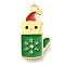 Christmas Themed Ion Plating(IP) 304 Stainless Steel Enamel Charms, Real 14K Gold Plated, Bear, 14.5x8x0.8mm, Hole: 1mm