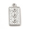 Non-Tarnish 304 Stainless Steel Pendants, Rectangle with Sun, Stainless Steel Color, 20.5x10x2mm, Hole: 1.6mm