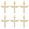 8Pcs Brass Micro Pave Clear Cubic Zirconia Pendants, with Jump Ring, Long-Lasting Plated, Cross with Wing, Real 18K Gold Plated, 25x21x3mm, Hole: 3mm