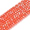 Opaque Glass Beads Stands, AB Color, Faceted(32 Facets), Round, Tomato, 3.5x3mm, Hole: 1mm, about 163~166pcs/strand, 50~51cm