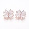 Brass Cubic Zirconia Links, Clear, Flower, Rose Gold, 22.5x18x6mm, Hole: 1.5mm