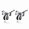 Brass Stud Earrings, with Clear Cubic Zirconia, Nickel Free, Bowknot, Gunmetal, 8.5x9mm, Pin: 0.7mm