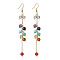 Round Gemstone Dangle Earrings, with Brass Findings, 100mm