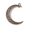 Tibetan Style Alloy Hollow Moon Links connectors, Cadmium Free & Nickel Free & Lead Free, Red Copper, 37x8x2mm, Hole: 1~3mm