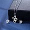 304 Stainless Steel Pendant Necklace & Stud Earring, Stainless Steel Color, 3 Hearts, 450mm