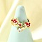 Brass Micro Pave Cubic Zirconia Cuff Rings for Women, Cadmium Free & Lead Free, with Enamel, Mushroom, Real 18K Gold Plated, 14.5mm, US Size 6(16.5mm)