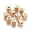 Brass Micro Pave Cubic Zirconia Beads, Horizontal Hole, Real 18K Gold Plated, Long-Lasting Plated, Cube with Letter, Clear, Letter.F, 9x9x9mm, Hole: 3.5mm