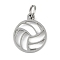 Non-Tarnish 304 Stainless Steel Pendants, with Jump Ring, Laser Cut, Volleyball Charms, Stainless Steel Color, 14x11.5x1mm, Hole: 3.2mm