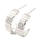 Rack Plating Brass Cubic Zirconia Arch Stud Earrings, Long-Lasting Plated, Lead Free & Cadmium Free, Platinum, 18.5x5.5mm