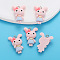 Resin Pendants, Rabbit, with Platinum Tone Loop, Misty Rose, 26.5x19.5mm