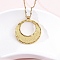 Flat Round 304 Stainless Steel Pendant Necklaces, Ion Plating(IP), Real 18K Gold Plated, 17.91 inch(45.5cm)