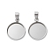 304 Stainless Steel Pendant Cabochon Settings, Flat Round Charms, Stainless Steel Color, Tray: 16mm, 21.5x17.5x2mm, Hole: 6x3.5mm