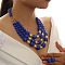 Alloy with Acrylic Barrel Beaded Multilayer Necklaces & Dangle Earrings Sets, Dark Blue, 470mm