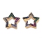 Brass Micro Pave Cubic Zirconia Spring Gate Rings, Star, Golden, Colorful, 23.5x23.5x2.5mm, Inner diameter:11.5x11.5mm