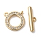 Brass Micro Pave Clear Cubic Zirconia Toggle Clasps, Cadmium Free & Nickel Free & Lead Free, Ring, Real 18K Gold Plated, 17mm, Ring: 12x12x1mm, Hole: 0.9mm, Bar: 14x4x2mm, Hole: 0.9mm