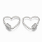 Brass Micro Pave Clear Cubic Zirconia Screw Carabiner Lock Charms, for Necklaces Making, Cadmium Free & Lead Free, Quick Links, Heart, Platinum, 20.5x24x2mm, Screw: 7x5.5mm