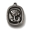 304 Stainless Steel Pendants, Antique Silver, Flower Charm, Rectangle, 18.5x14x3.2mm, Hole: 1.4mm