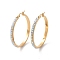304 Stainless Steel Hoop Earrings, with Polymer Clay and Rhinestone, Ring, Golden, Crystal AB, 40x39x3.5mm