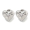 Heart Texture Brass Micro Pave Cubic Zirconia Stud Earrings for Women, Cadmium Free & Lead Free, Long-Lasting Plated, Platinum, 15.5x17mm