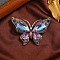 Butterfly Alloy Rhinestone Brooches, Purple Velvet, 60x45mm