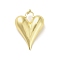 Rack Plating Brass Pendants, Cadmium Free & Lead Free, Long-Lasting Plated, Hollow Heart, Real 18K Gold Plated, 38x28x10mm, Hole: 4mm