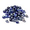 Resin European Beads, with Platinum Plated Brass Core, Rondelle, Medium Blue, 13.5x9mm, Hole: 5mm