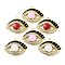 Brass Brass Micro Pave Cubic Zirconia Pendants, Cadmium Free & Nickel Free & Lead Free, with Enamel, Real 18K Gold Plated, Horse Eye Charm, Mixed Color, 20x25x4mm, Hole: 1.8mm