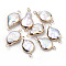 Plated Natural Baroque Pearl Keshi Pearl Links connectors, with Iron Findings, teardrop, Golden, 20~26x11.5~12x5~6mm, Hole: 2mm