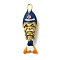 Rack Plating Brass Pendants, with Cubic Zirconia and Enamel, Fish Charms, Long-Lasting Plated, Lead Free & Cadmium Free, Dark Blue, 31.5x9x6mm, Hole: 3.5x2mm