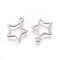 Tarnish Resistant 304 Stainless Steel Open Pendants,, Star, Stainless Steel Color, 13x11x0.8mm, Hole: 1mm