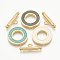 201 Stainless Steel Toggle Clasps, with Enamel, Ring, Golden, Mixed Color, Ring: 19.5x2mm, Inner Diameter: 10mm, Bar: 21x7x3mm, Hole: 2mm