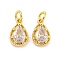 Brass Micro Pave Clear Cubic Zirconia Pendants, Cadmium Free & Nickel Free & Lead Free, Teardrop, Real 18K Gold Plated, 9.5x6x3.5mm, Hole: 2.4mm