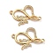 Brass Micro Pave Clear Cubic Zirconia Links Connectors, Infinity with Butterfly, Real 18K Gold Plated, 18x25x2.5mm, Hole: 1.4mm